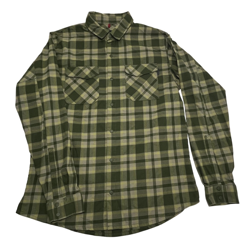 Magpul Industries Shirt Men Medium Green Yellow Plaid Logger Flannel Snap Button